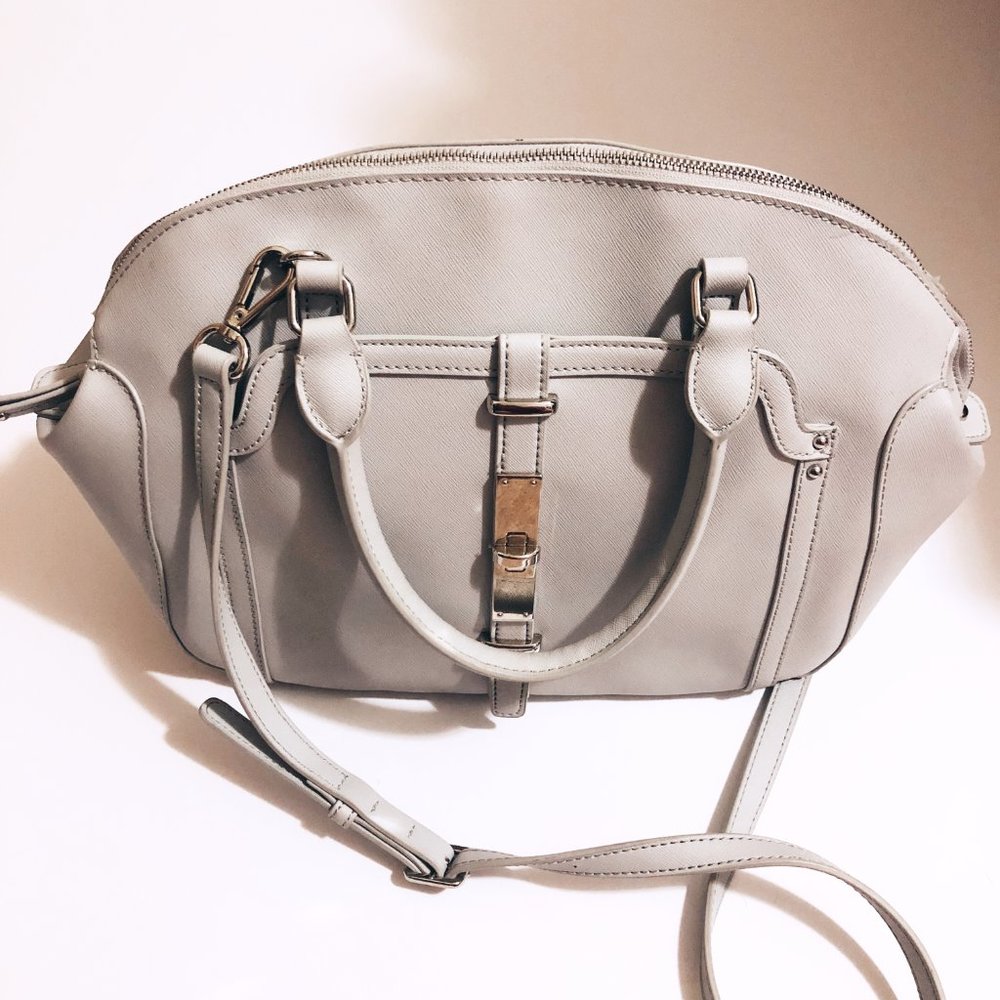 Grey Nine West Zip Crossbody Handle Purse Bag
